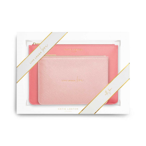 Katie Loxton Perfect Pouch Gift Set Live Laugh Love Oyster Pink - Gifteasy Online