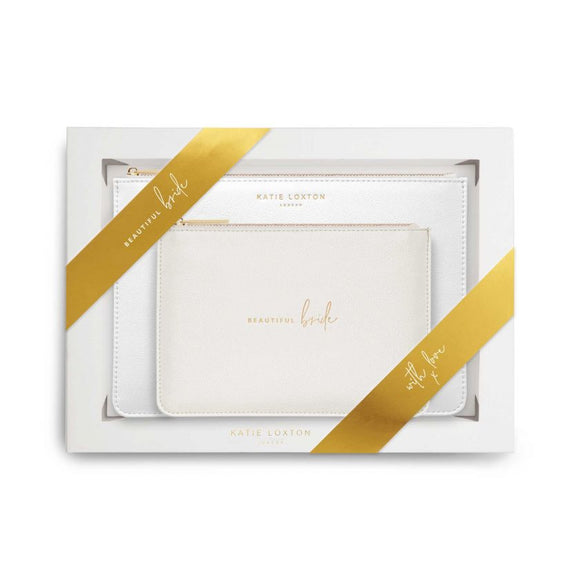 Katie Loxton Bridal Perfect Pouch Gift Set Beautiful Bride Metallic White - Gifteasy Online