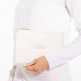 Katie Loxton Perfect Pouch Live to Dream Metallic White - Gifteasy Online