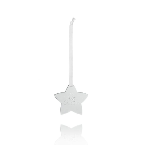 Katie Loxton Silver Star Hanging Decoration Baby  My First Christmas - Gifteasy Online