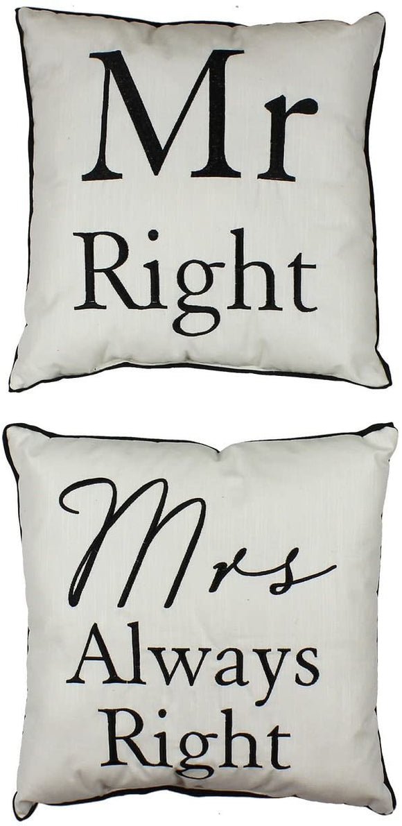 Set of 2 Mr Right & Mrs Always Right Cushions - Gifteasy Online