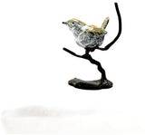 Solid Bronze Multi Patina Wren on Branch by Steve Langford - Gifteasy Online