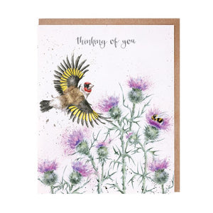 Wrendale ' The Thistle Finch' Thinking of You  Card - Gifteasy Online
