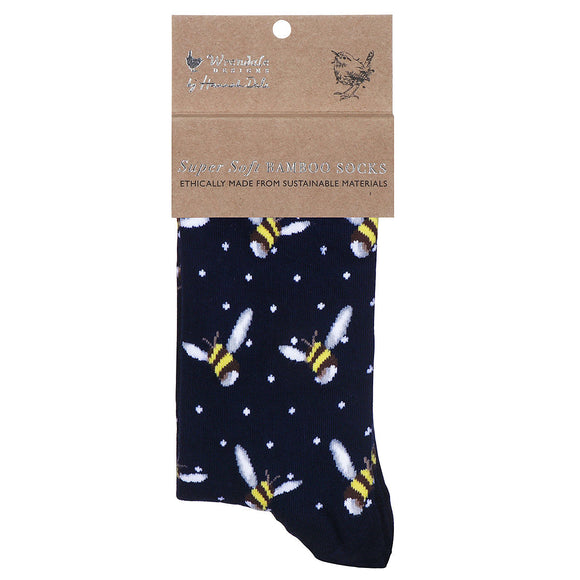 Wrendale Designs ‘Busy Bee’ Navy Bumblebee Socks - Gifteasy Online