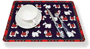 D & C Tartan Terrier Fabric Placemat Set 4 - Gifteasy Online