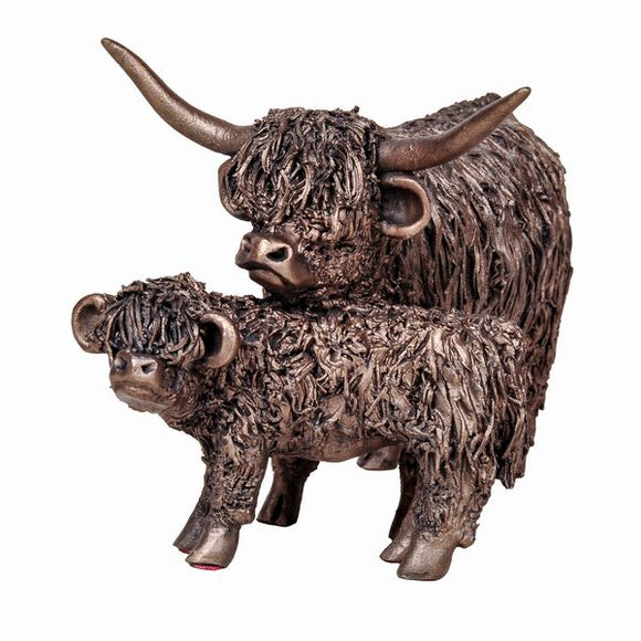 Frith Sculptures  Highland Cow and Calf Standing - Gifteasy Online