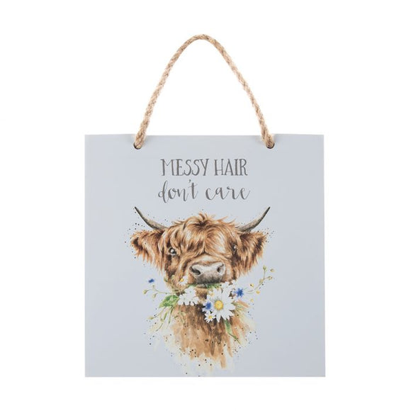 Wrendale Messy Hair Don't Care Wooden Plaque - Gifteasy Online