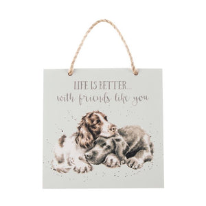 Wrendale 'Life is Better With Friends' Dog Wooden Plaque - Gifteasy Online
