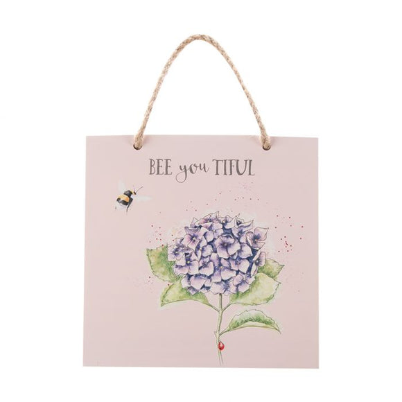 Wrendale 'BeeYoutiful' Bee and Hydrangea Wooden Plaque - Gifteasy Online
