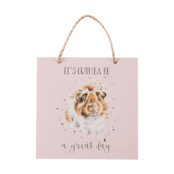 Wrendale 'Guinea be a great day'. Guinea pig Grinny Wooden Plaque - Gifteasy Online