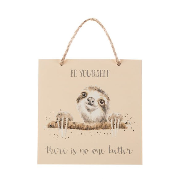 Wrendale Sloth Be Yourself Wooden Plaque - Gifteasy Online