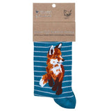 Wrendale Fox Sock 'Born to be Wild' Bamboo Teal - Gifteasy Online